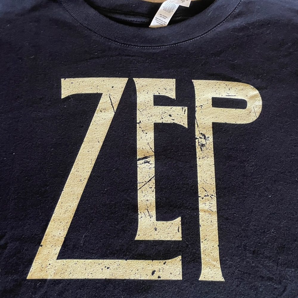 Zep Led Zeppelin Bella Canvas Black Tee with Gold Graphic NEW!